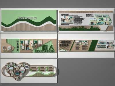 现代校园文化墙3D模型下载